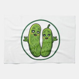 Süßes Gurken-Pärchen Lustige Kawaii-Gurken Geschirrtuch