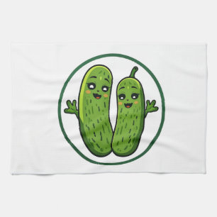 Süßes Gurken-Pärchen Lustige Kawaii-Gurken Geschirrtuch