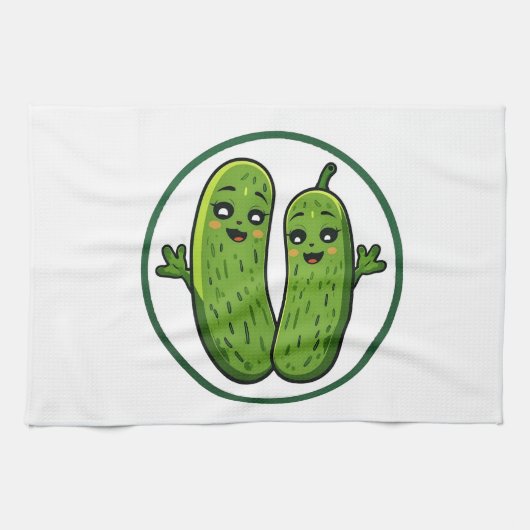 Süßes Gurken-Pärchen Lustige Kawaii-Gurken Geschirrtuch (Horizontal)