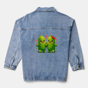 Süßes Gurken-Pärchen Lustiges Kawaii-Gurken-T-Shir Jeansjacke