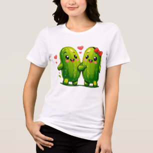 Süßes Gurken-Pärchen Lustiges Kawaii-Gurken-T-Shir Tri-Blend Shirt
