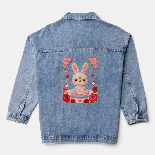 Süßes Häkelhäschen & Rosen Jeansjacke (Rückseite)