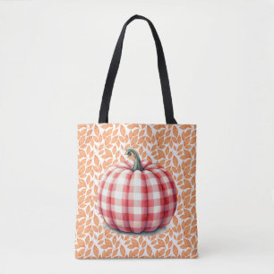 Süßes Hallo Herbst Karo Kürbis Tasche