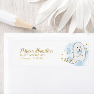 Süßes Halloween-Baby-Shower-Label für einen Geist