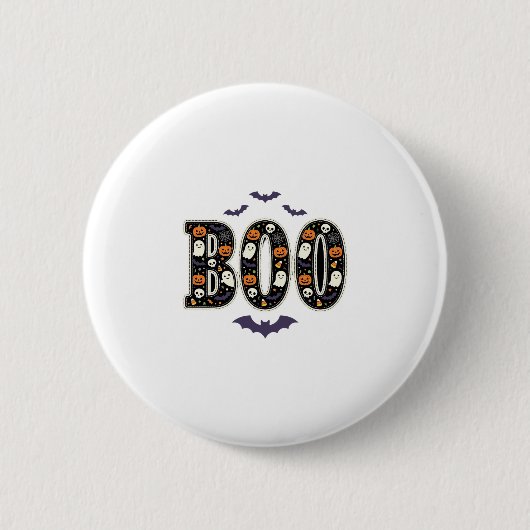 Süßes Halloween Boo Geist Kürbis Design Button (Vorderseite)