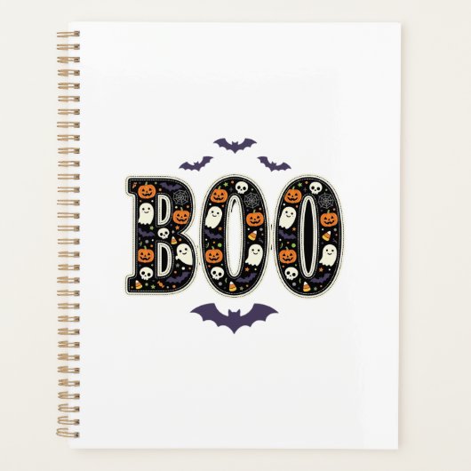 Süßes Halloween Boo Geist Kürbis Design Planer (Vorderseite)