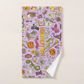 Süßes Halloween-Doodle-Muster Badhandtuch Set (Handtuch)