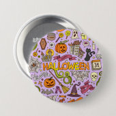 Süßes Halloween-Doodle-Muster Button (Vorne & Hinten)