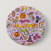 Süßes Halloween-Doodle-Muster Button (Vorderseite)