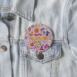 Süßes Halloween-Doodle-Muster Button