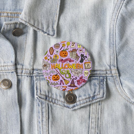 Süßes Halloween-Doodle-Muster Button (Beispiel)
