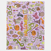 Süßes Halloween-Doodle-Muster Fleecedecke (Vorderseite)