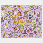 Süßes Halloween-Doodle-Muster Fleecedecke (Vorderseite (Horizontal))