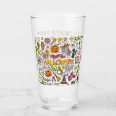 Süßes Halloween-Doodle-Muster Glas (Rückseite)