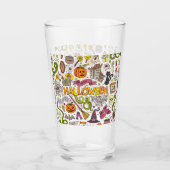 Süßes Halloween-Doodle-Muster Glas (Vorderseite)