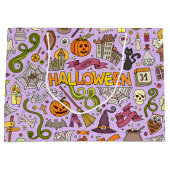 Süßes Halloween-Doodle-Muster Große Geschenktüte (Vorderseite)