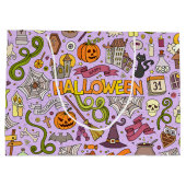Süßes Halloween-Doodle-Muster Große Geschenktüte (Rückseite)