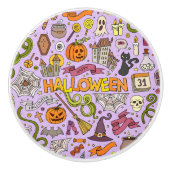 Süßes Halloween-Doodle-Muster Keramikknauf (Vorderseite)