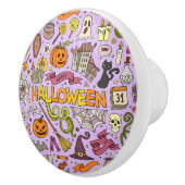 Süßes Halloween-Doodle-Muster Keramikknauf (Rechts)