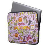 Süßes Halloween-Doodle-Muster Laptopschutzhülle (Vorderseite Links)