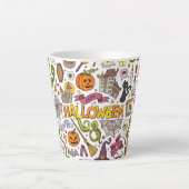 Süßes Halloween-Doodle-Muster Milchtasse (Vorderseite)