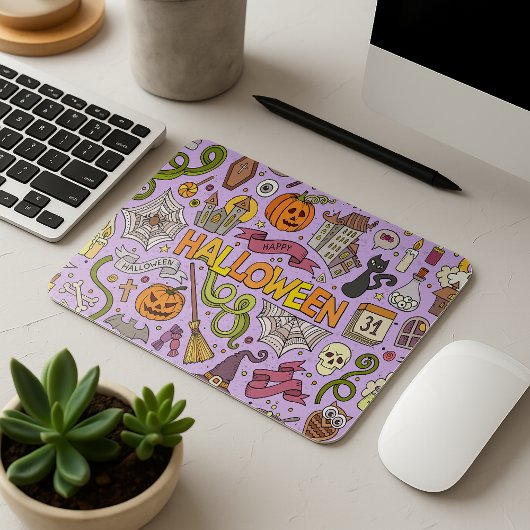 Süßes Halloween-Doodle-Muster Mousepad