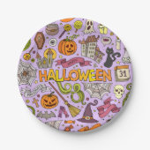 Süßes Halloween-Doodle-Muster Pappteller (Vorderseite)