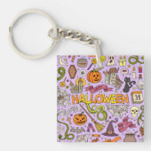 Süßes Halloween-Doodle-Muster Schlüsselanhänger (Vorderseite)