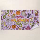 Süßes Halloween-Doodle-Muster Strandtuch (Vorderseite)