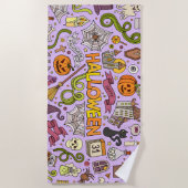 Süßes Halloween-Doodle-Muster Strandtuch (Vorderseite)