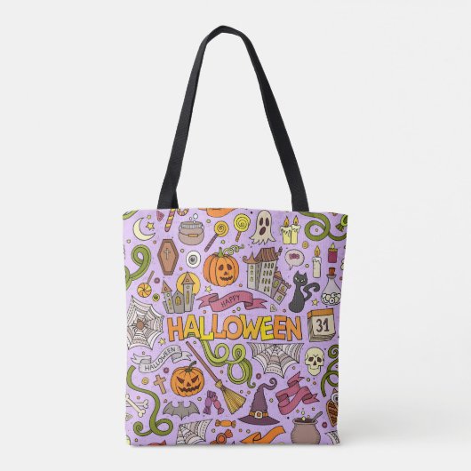 Süßes Halloween-Doodle-Muster Tasche (Rückseite)