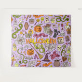 Süßes Halloween-Doodle-Muster Wandteppich (Vorderseite (Horizontal))
