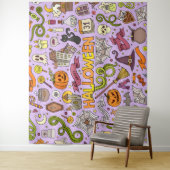 Süßes Halloween-Doodle-Muster Wandteppich (Beispiel)