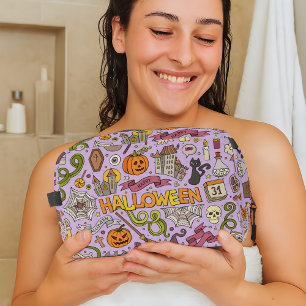 Süßes Halloween-Doodle-Muster Waschbeutel