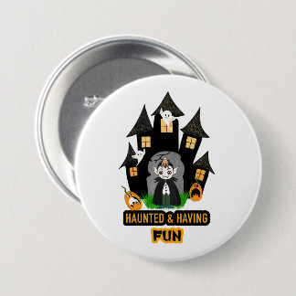 Süßes Halloween-Dracula-Schloss Button