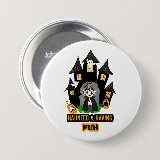 Süßes Halloween-Dracula-Schloss Button (Vorne & Hinten)