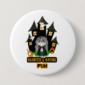 Süßes Halloween-Dracula-Schloss Button (Vorderseite)