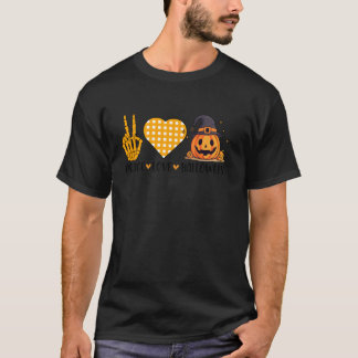 Süßes Halloween Frieden Liebe und Gnom Herbst Mädc T-Shirt