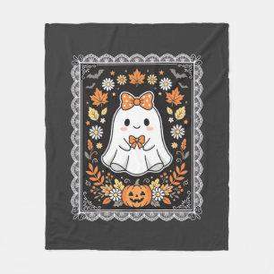 Süßes Halloween-Geist-Kürbis-Blumen-T-Shirt-Design Fleecedecke