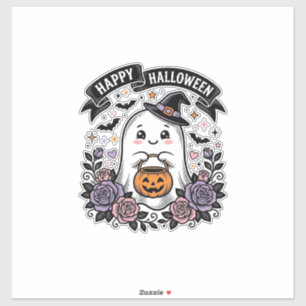 Süßes Halloween-Geist-Kürbis-Vintage-Shirt-Design_ Aufkleber