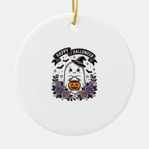 Süßes Halloween-Geist-Kürbis-Vintage-Shirt-Design_ Keramik Ornament