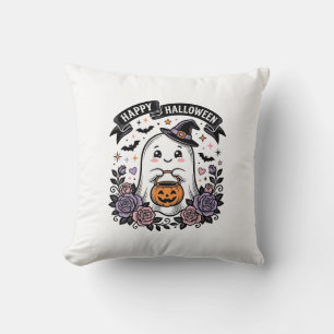Süßes Halloween-Geist-Kürbis-Vintage-Shirt-Design_ Kissen