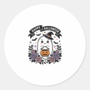 Süßes Halloween-Geist-Kürbis-Vintage-Shirt-Design_ Runder Aufkleber