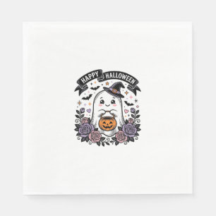 Süßes Halloween-Geist-Kürbis-Vintage-Shirt-Design_ Serviette