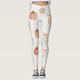 Süßes Halloween-Geist- und Kürbismuster Orange B Leggings
