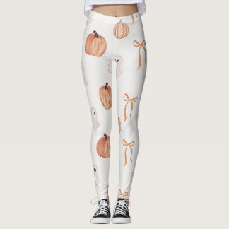 Süßes Halloween-Geist- und Kürbismuster | Orange B Leggings