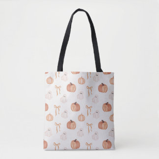 Süßes Halloween-Geist- und Kürbismuster | Orange B Tasche
