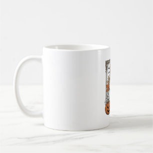Süßes Halloween-Geist Vintage-Stich-Shirt-Design Kaffeetasse