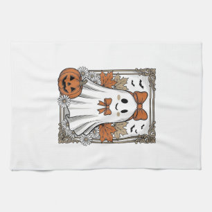 Süßes Halloween-Geist Vintage-Stickerei-Shirt-Desi Geschirrtuch