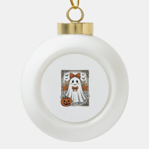 Süßes Halloween-Geist Vintage-Stickerei-Shirt-Desi Keramik Kugel-Ornament